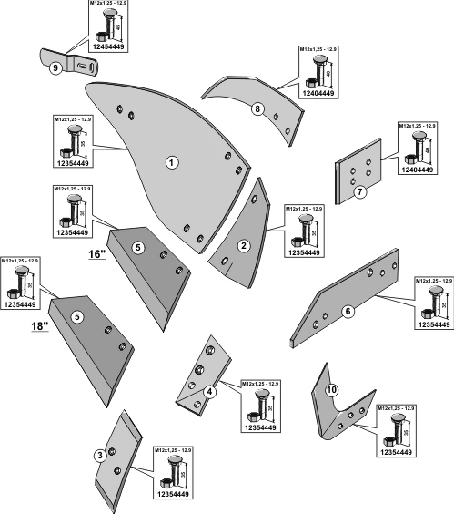 Explosionszeichnung Överum Pflugkörper Typ XU